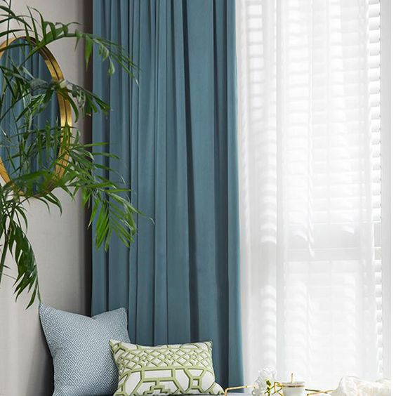 RÈM VẢI MÀU XANH LAM