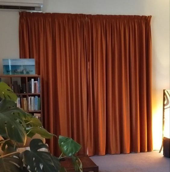 RÈM VẢI MÀU CAM ĐẤT