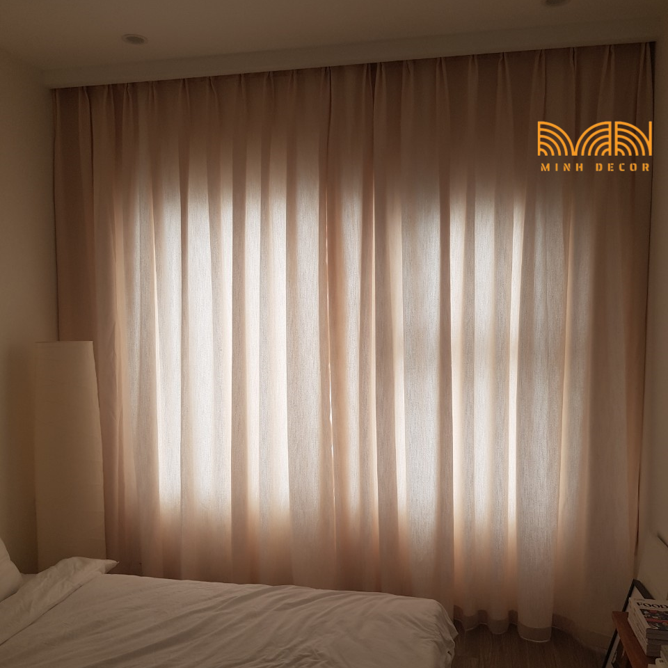 RÈM VẢI MÀU BE ÁNH HỒNG