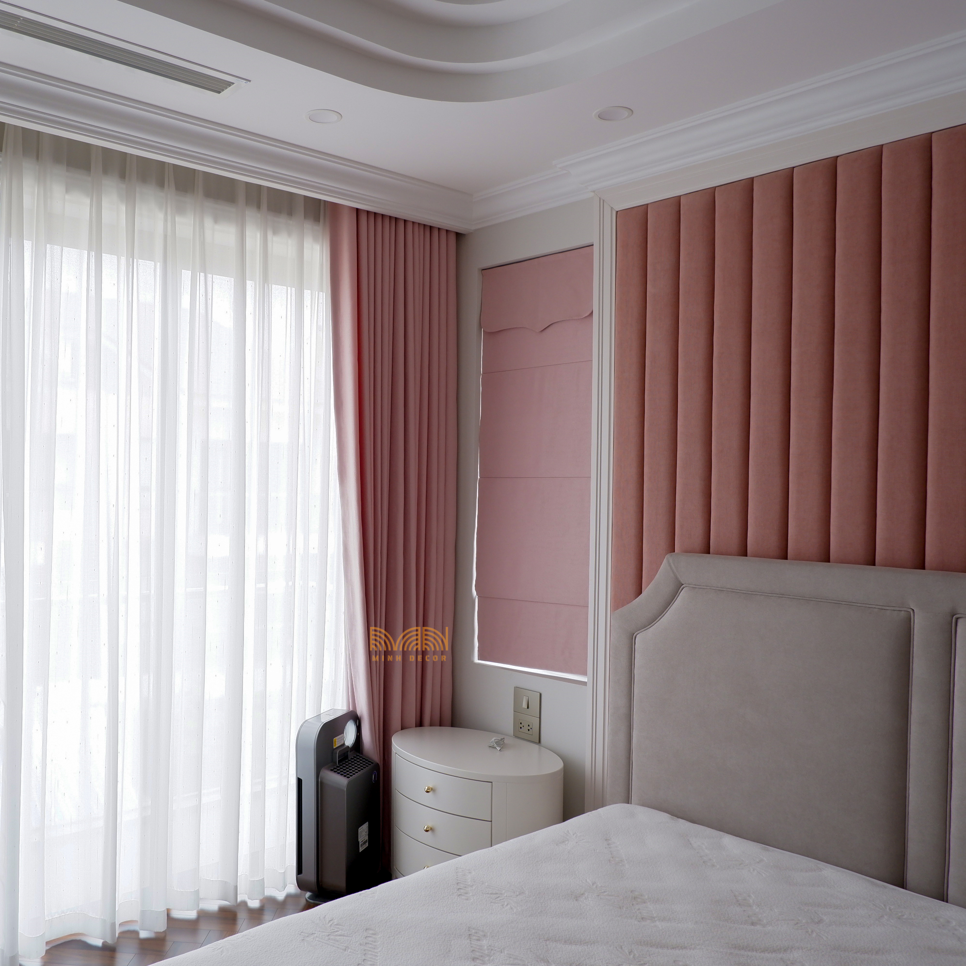 RÈM VẢI THÔ MAU HỒNG CHO PHÒNG CON GÁI